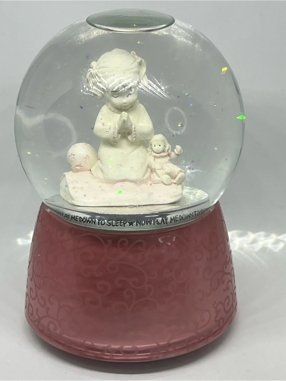 Prayer Girl Snow Globe Figurine Playing ‘The Lord is my Shepherd’